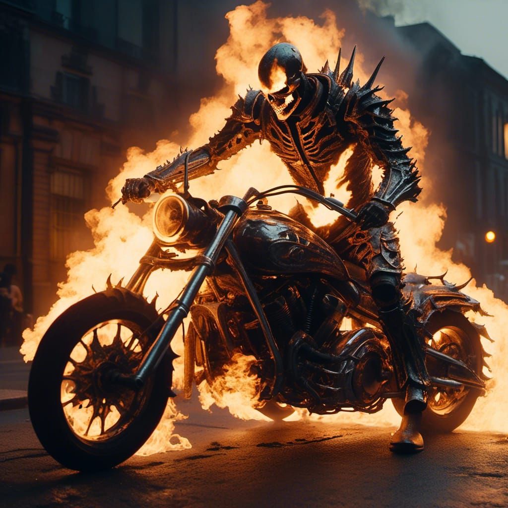 Ghost Rider in Flames: Hyperrealistic Tactical Armor