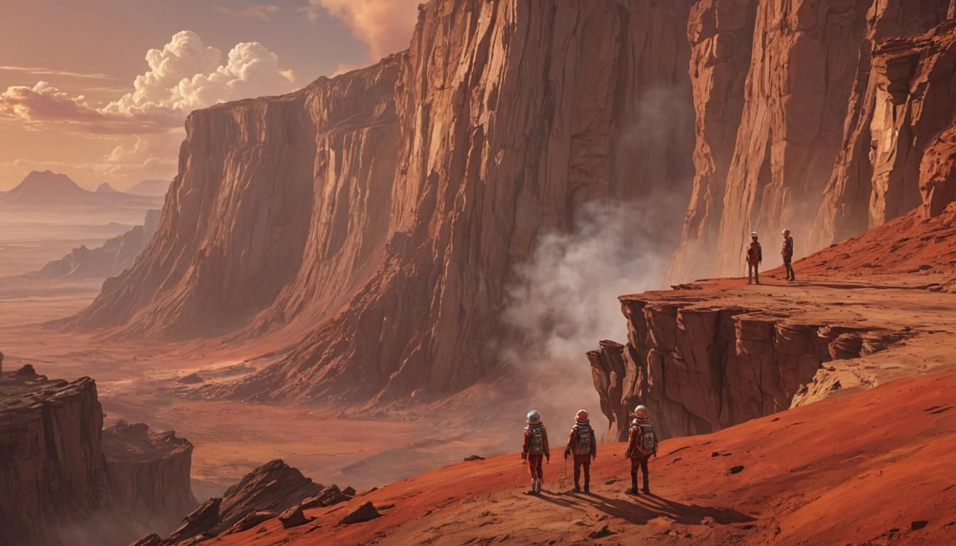 Humans on Mars in Miyazaki Style