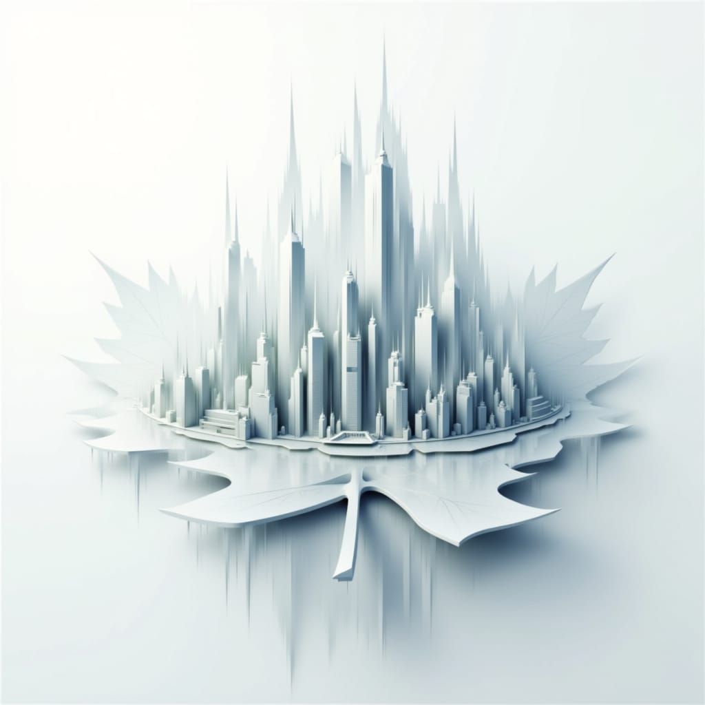 <lora:white world:1.0> white city of the future on a white maple leaf