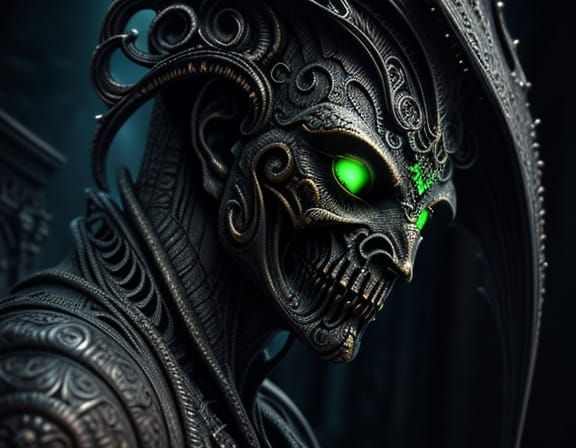 Mysterious Ornate Key on Stone Pedestal in Dark Fantasy Styl...