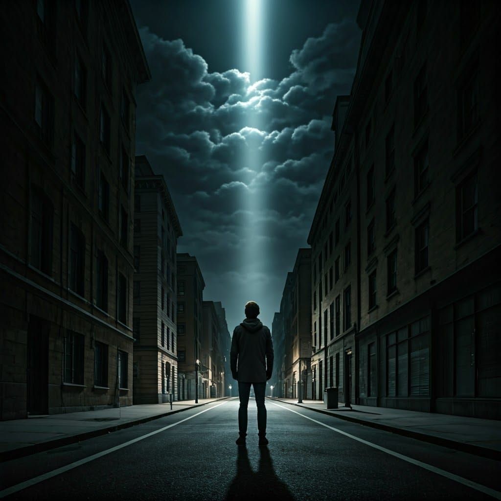 Man Contemplates Celestial Wonder in Dark of Night