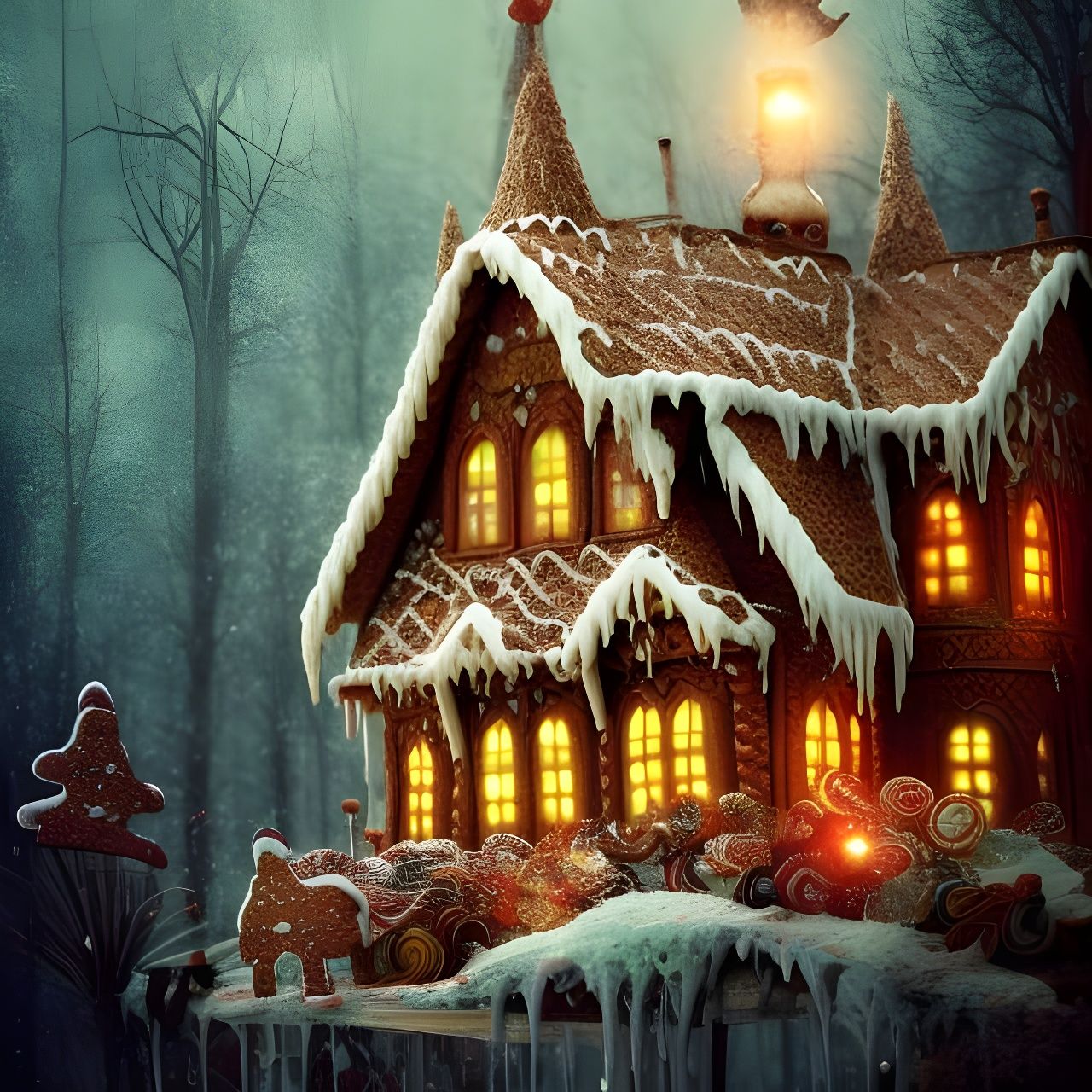 Gingerbread man jumping home before he gets eaten   by @Fae 