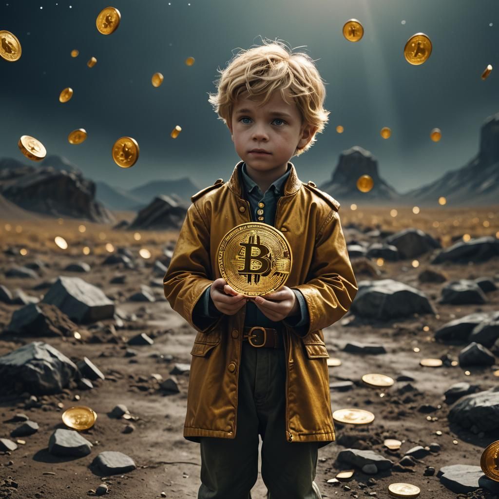 Little Prince held Bitcoin in arms