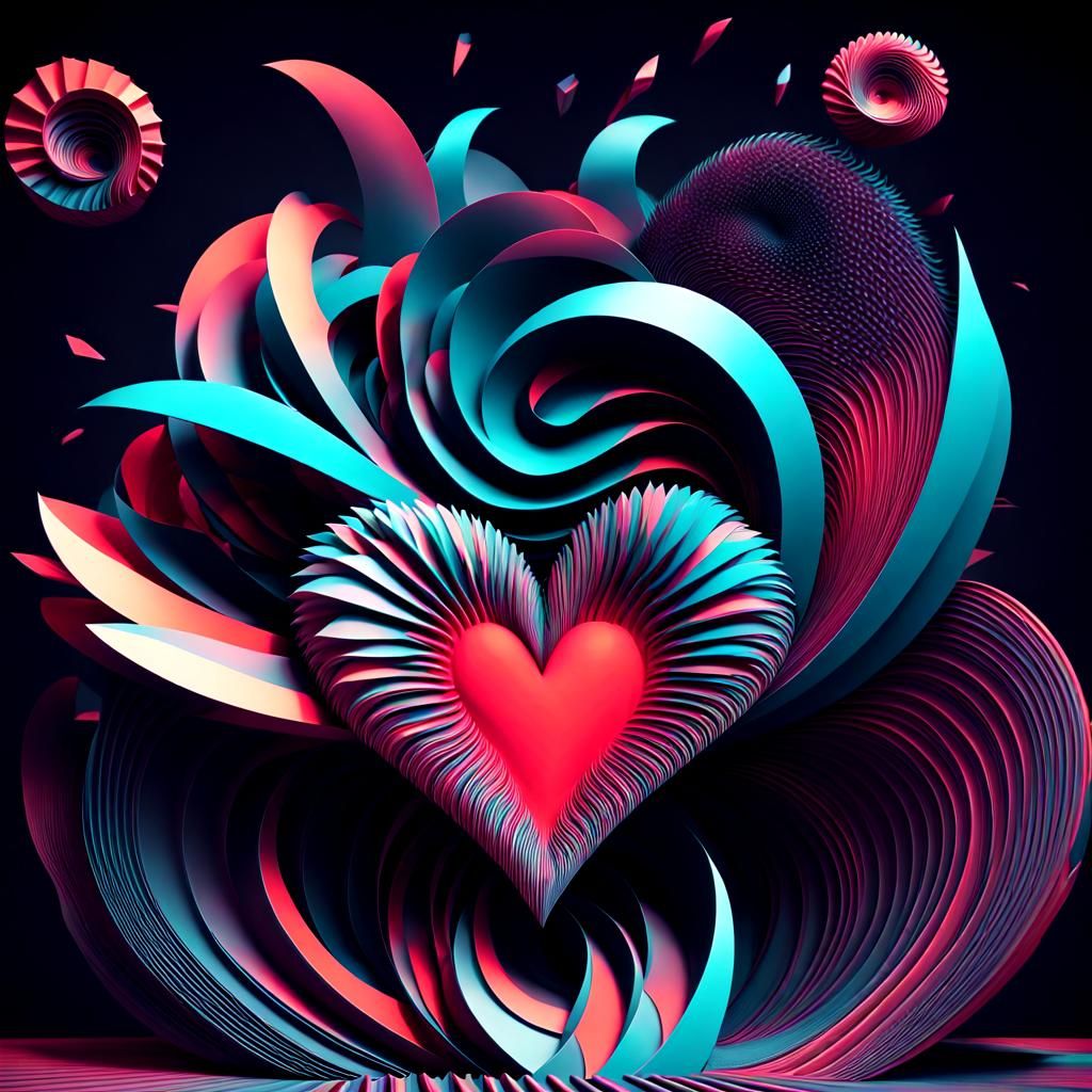 Glitch Art Heart with Origami Elements