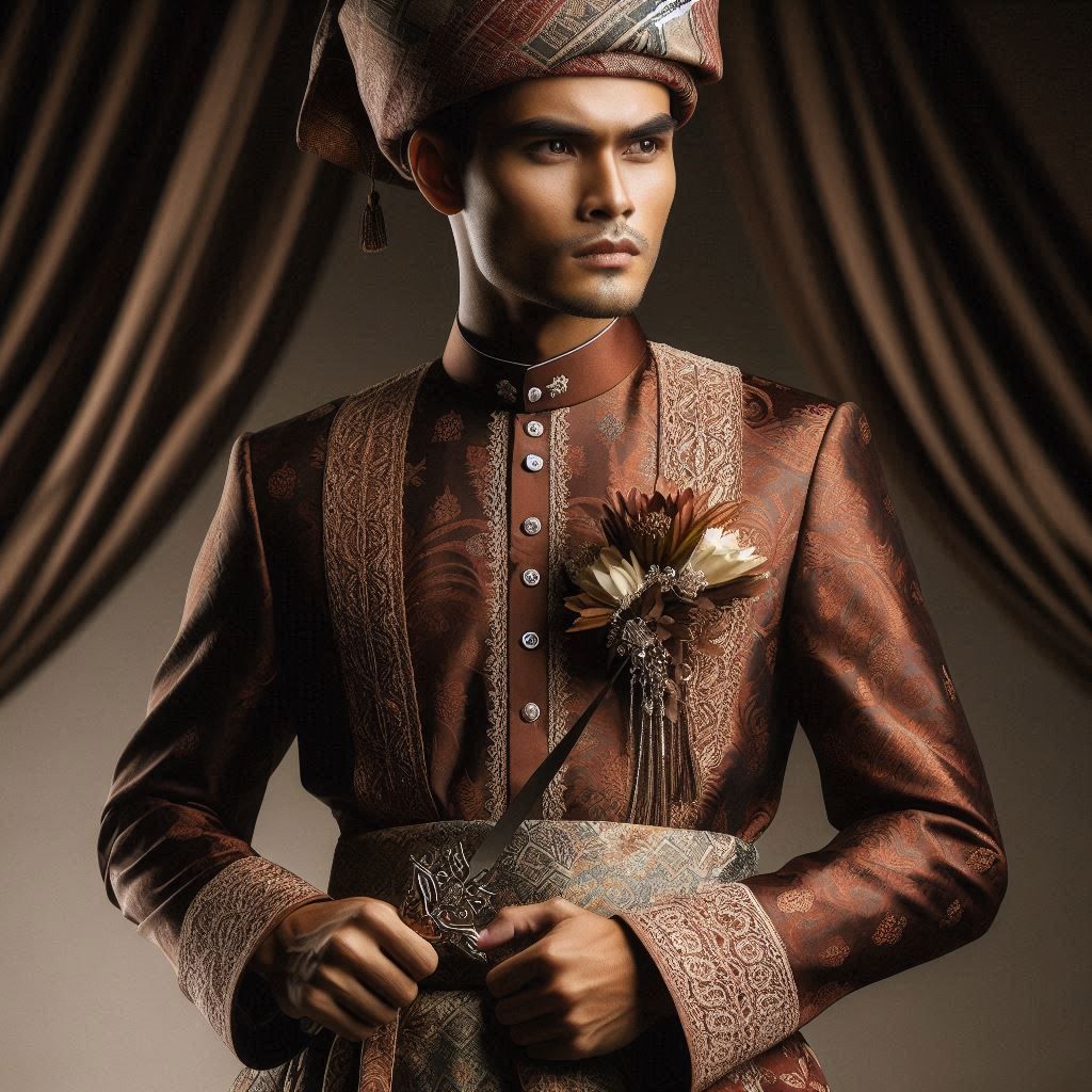 A Malaysian Malay man wearing traditional attire Baju Melayu...