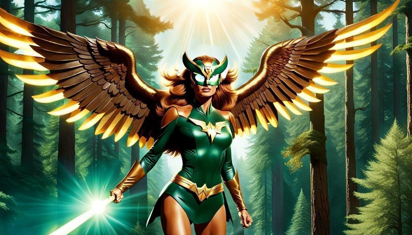 Hawkgirl in the forest. - AI Generated Artwork - NightCafe Creator