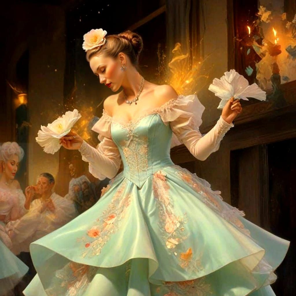 Eccentric Lady in Whimsical Surrealistic Scene