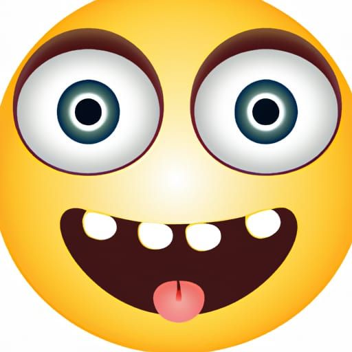 An emoji with big eyes and big teeth