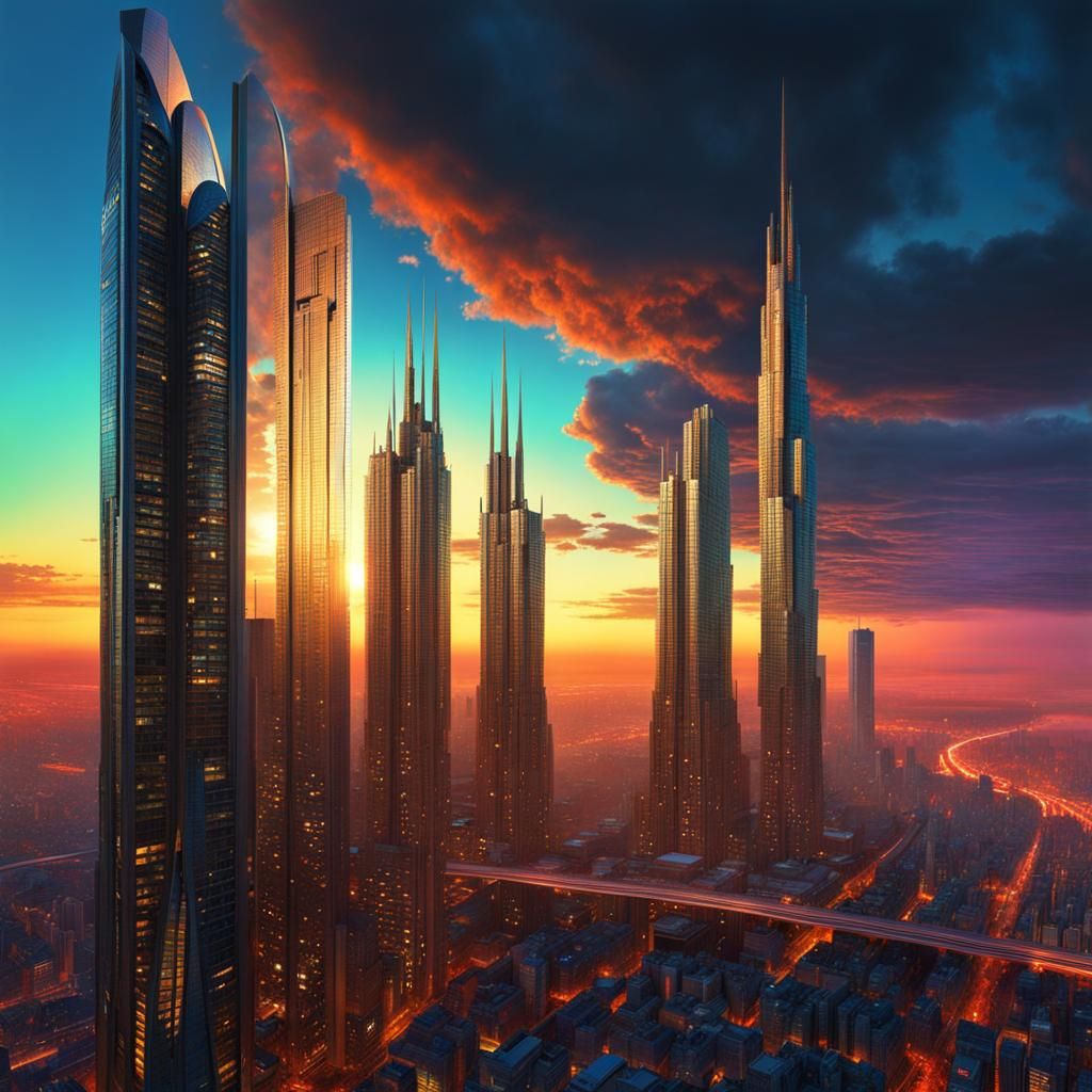 Skyline Sunset - AI Generated Artwork - NightCafe Creator