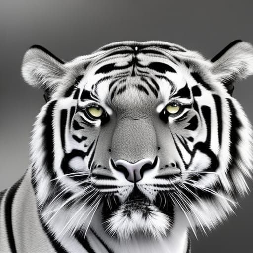 Tiger Portrait in Platinum - AI Generated Artwork - NightCafe Creator