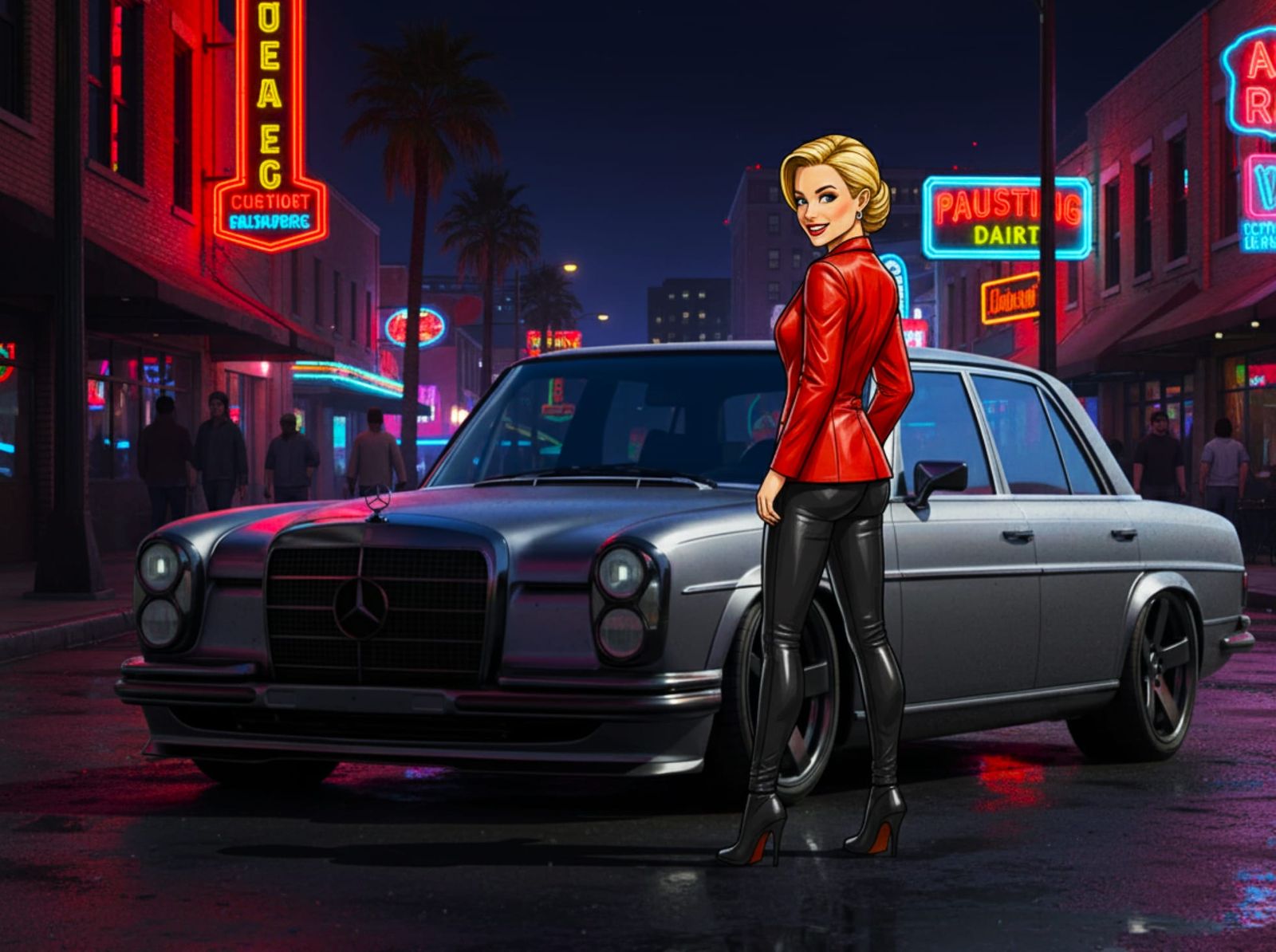 Shauna and the Mercedes-Benz 300 SEL 6.8 AMG Resto-Mod