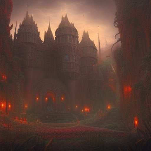 detailed matte painting of a mysterious cult in a castle  , ...