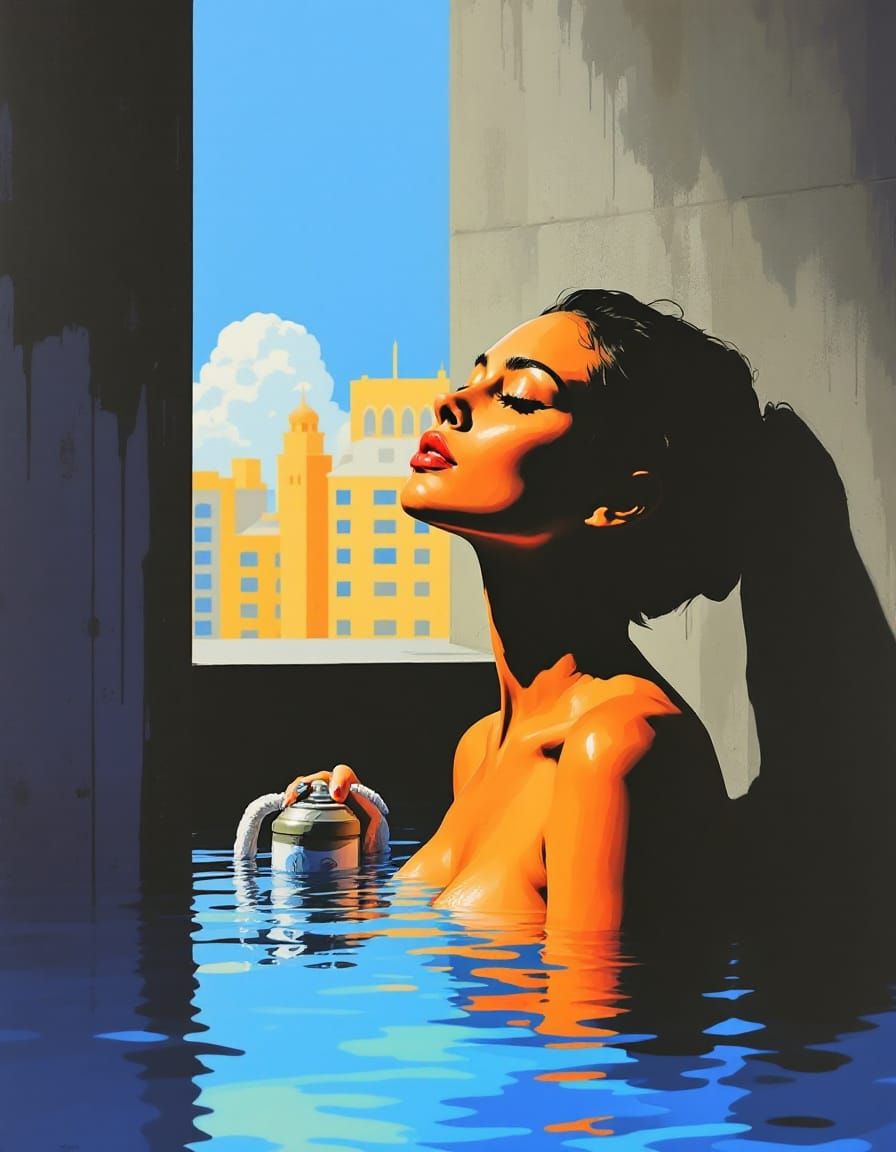 Sunlit face tilts back / Blue water softly climbing / City framed by light