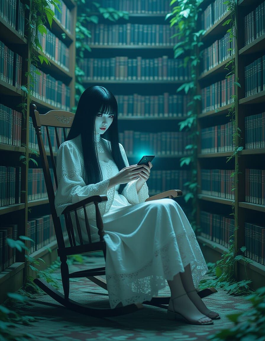 Whispers of the Digital Yūrei  by @AI Art Gal