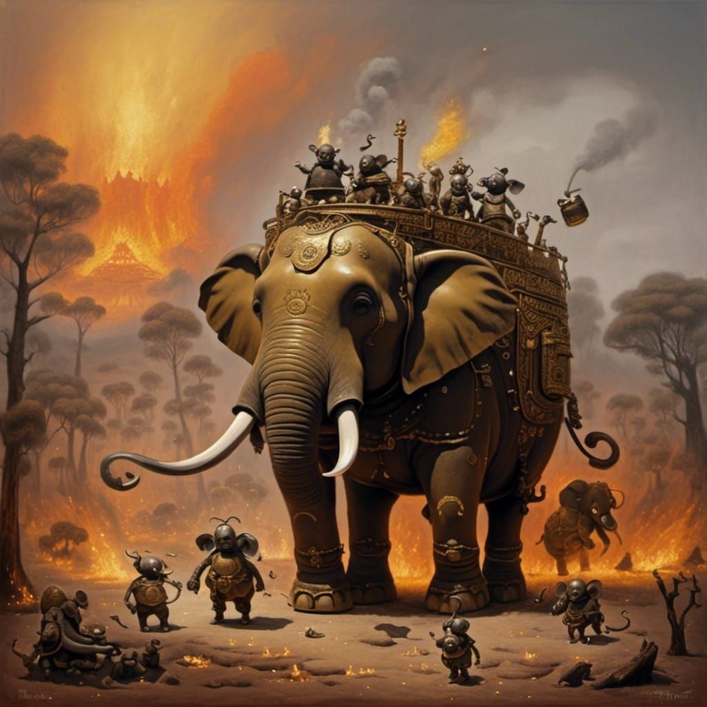 <lora:Elephant Tea:1.0> Out of the fire 