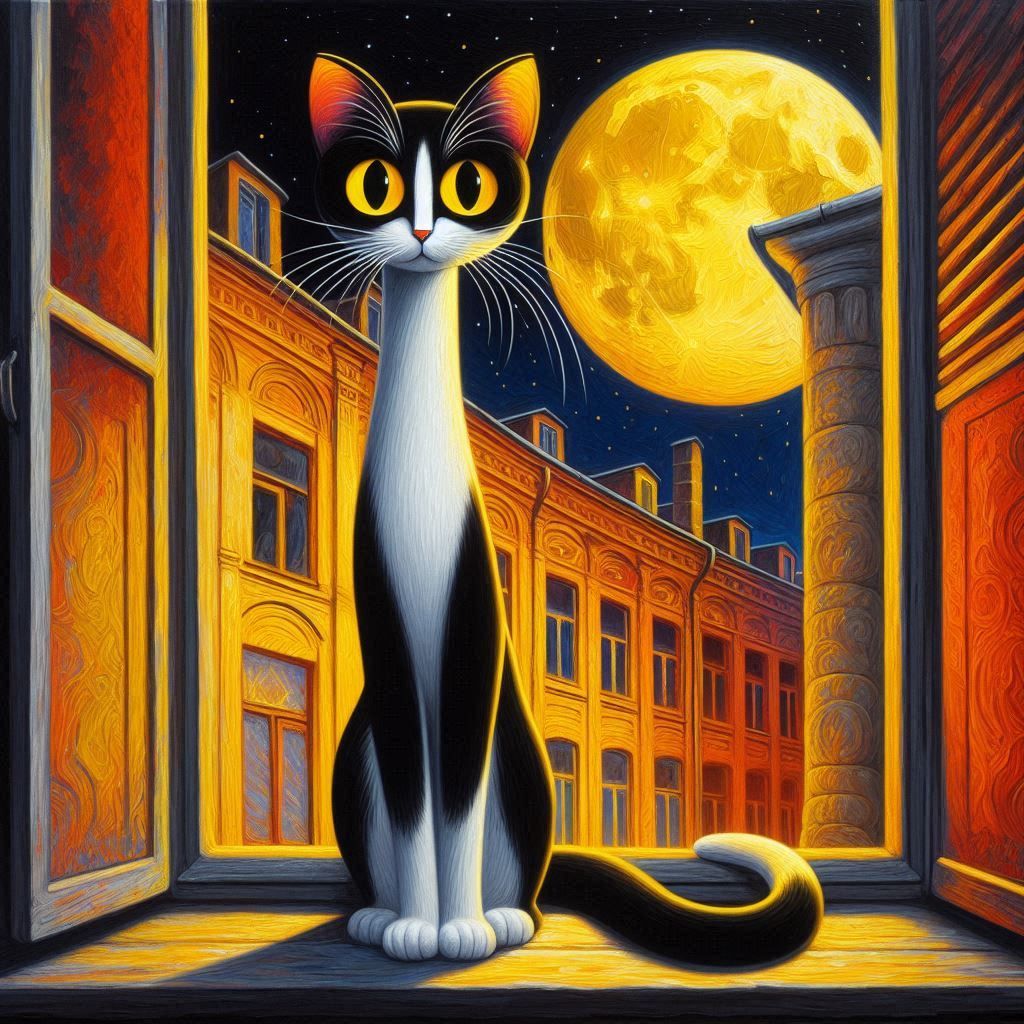 Cat and Moon