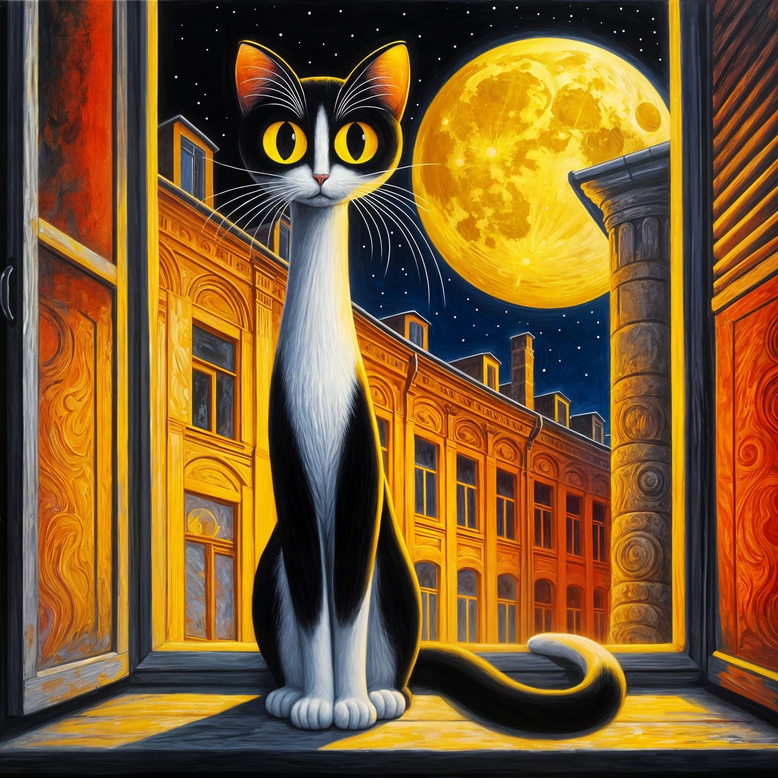 Cat and Moon