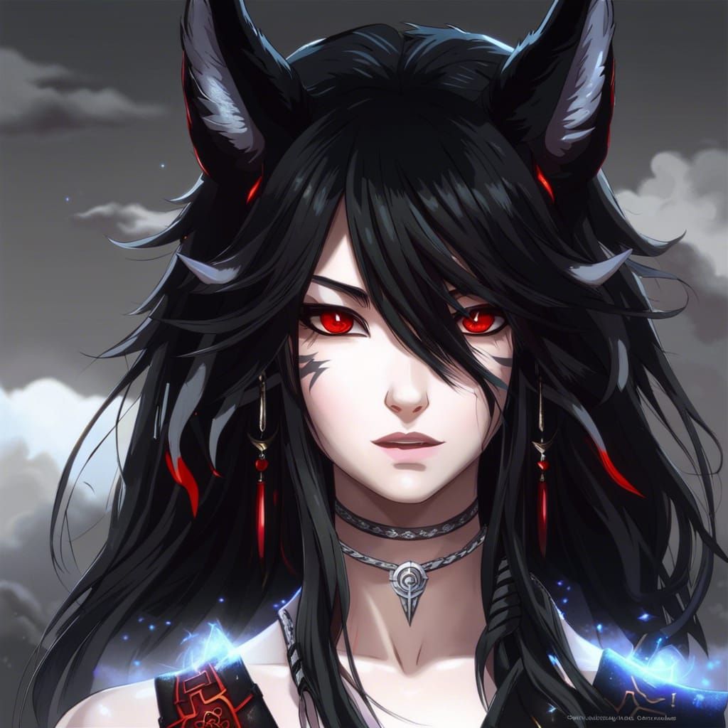 Red Eyed Wolf Girl 5 - Ai Generated Artwork - Nightcafe Creator