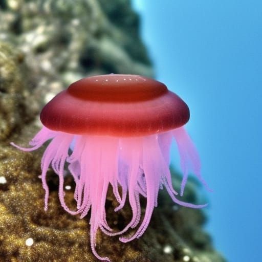 Tiny and very cute jellyfish. Scared and beautiful. Disturbi...