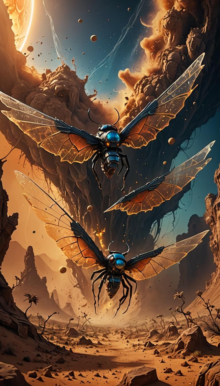 A delicate creature with gossamer wings resembling solar sai...