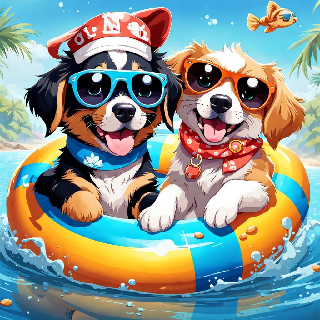 🌟 Sunny Paws Retreat 🏖️🐾 - AI Generated Artwork - NightCafe Creator