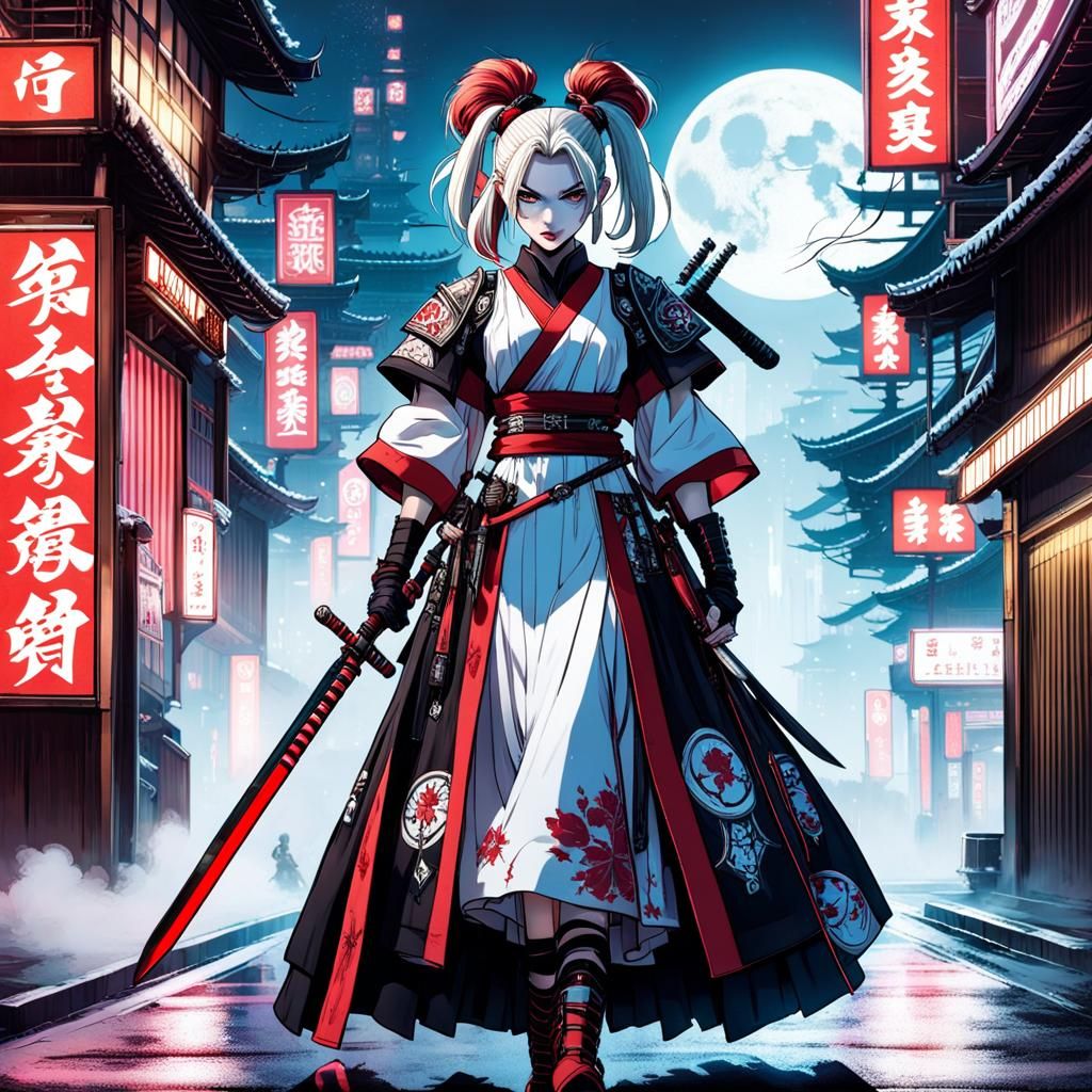 Moonlit Harley Quinn Cyberpunk Samurai Robes - AI Generated Artwork -  NightCafe Creator