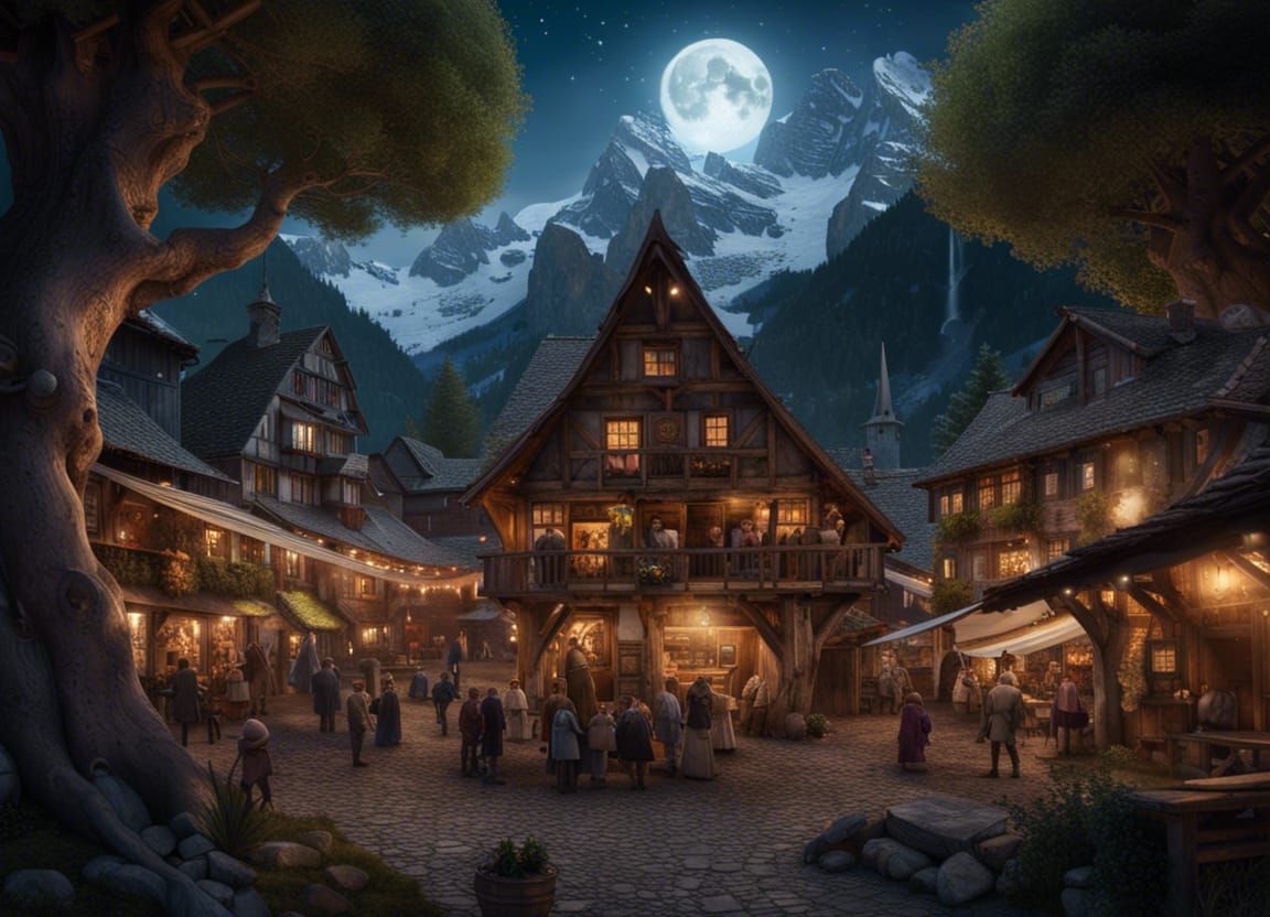 medieval busy market place  by @OneMich01