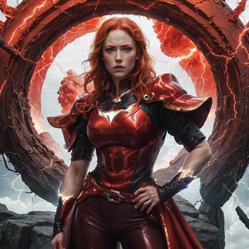 Female flash with speed force construct armor