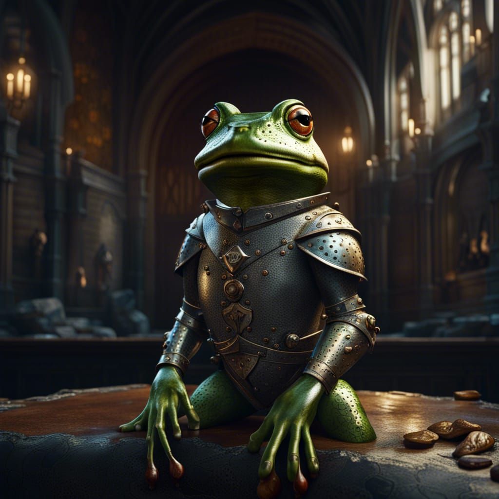 frog in a suit of armour - AI Generated Artwork - NightCafe Creator