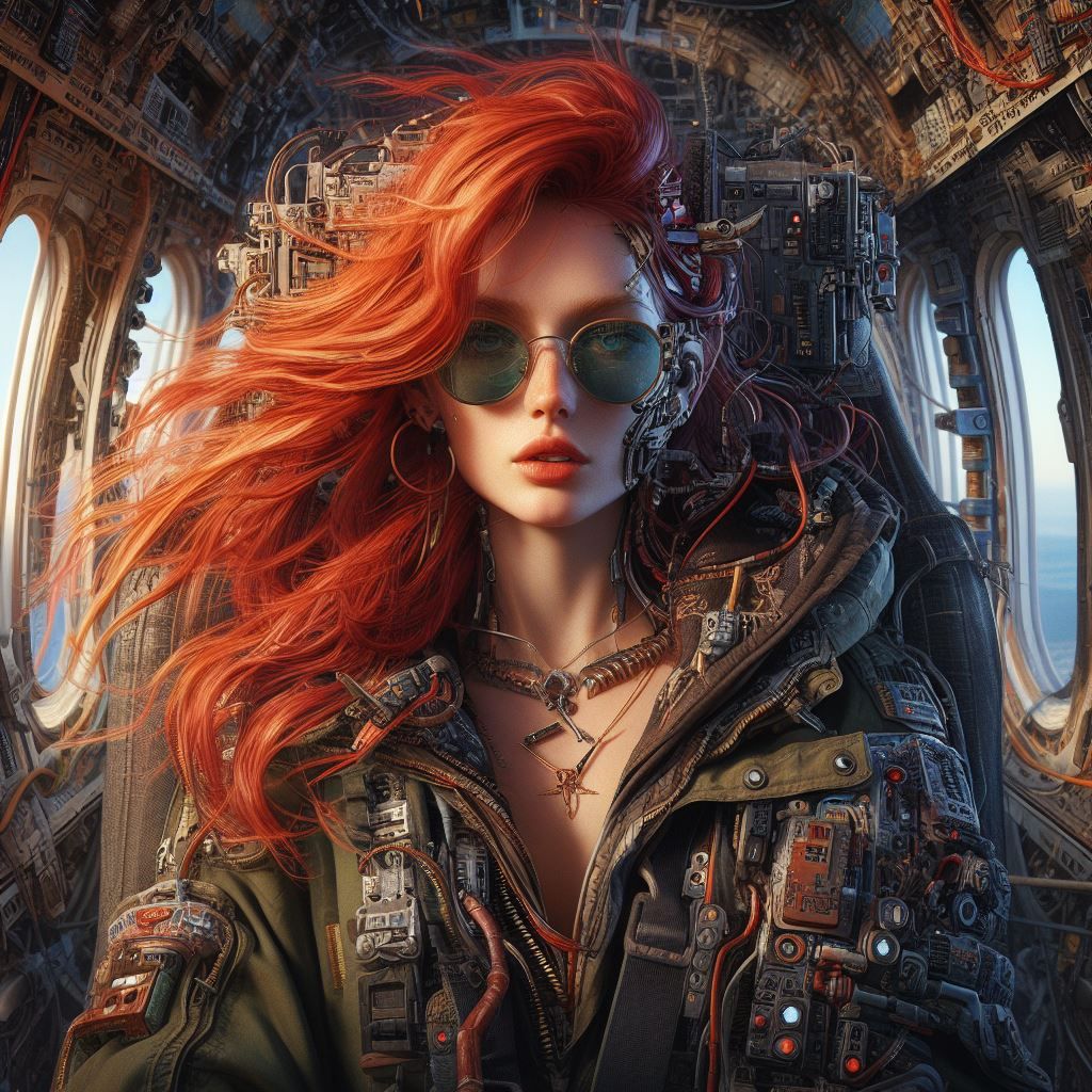 Redhead Ina plane