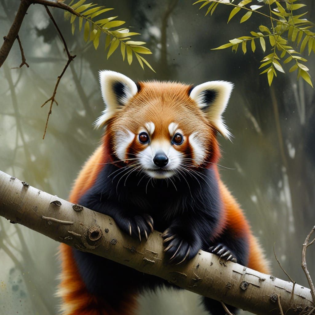 Painting of a Red Panda.   by @Terra