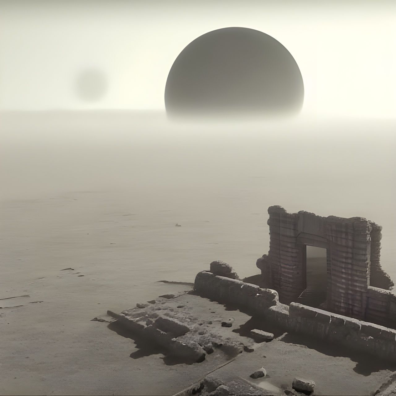 Ancient ruins on a distant moon