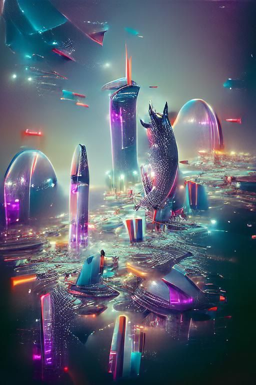 Futuristic galactic space city by Beeple digital illustration - AI ...