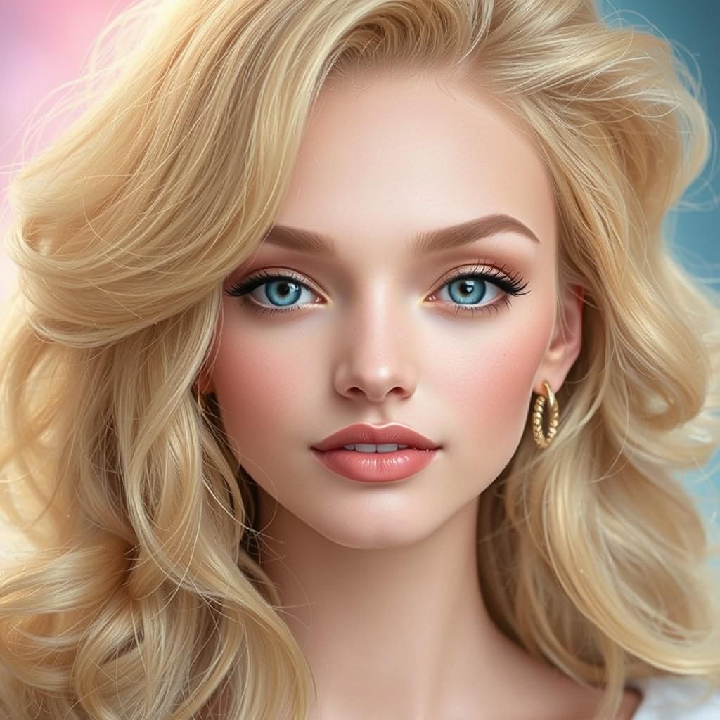 Golden Bombshell: Hyperrealistic Portrait in Style of Fashio...