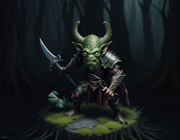 a goblin weilding in a small sword