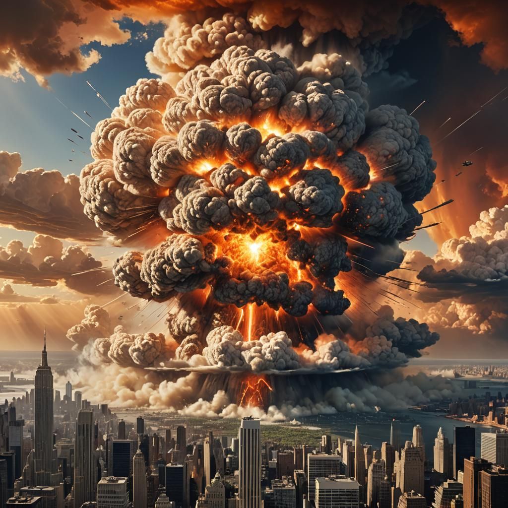 realistic picture of massive Big Atomic Explosion, over New ...