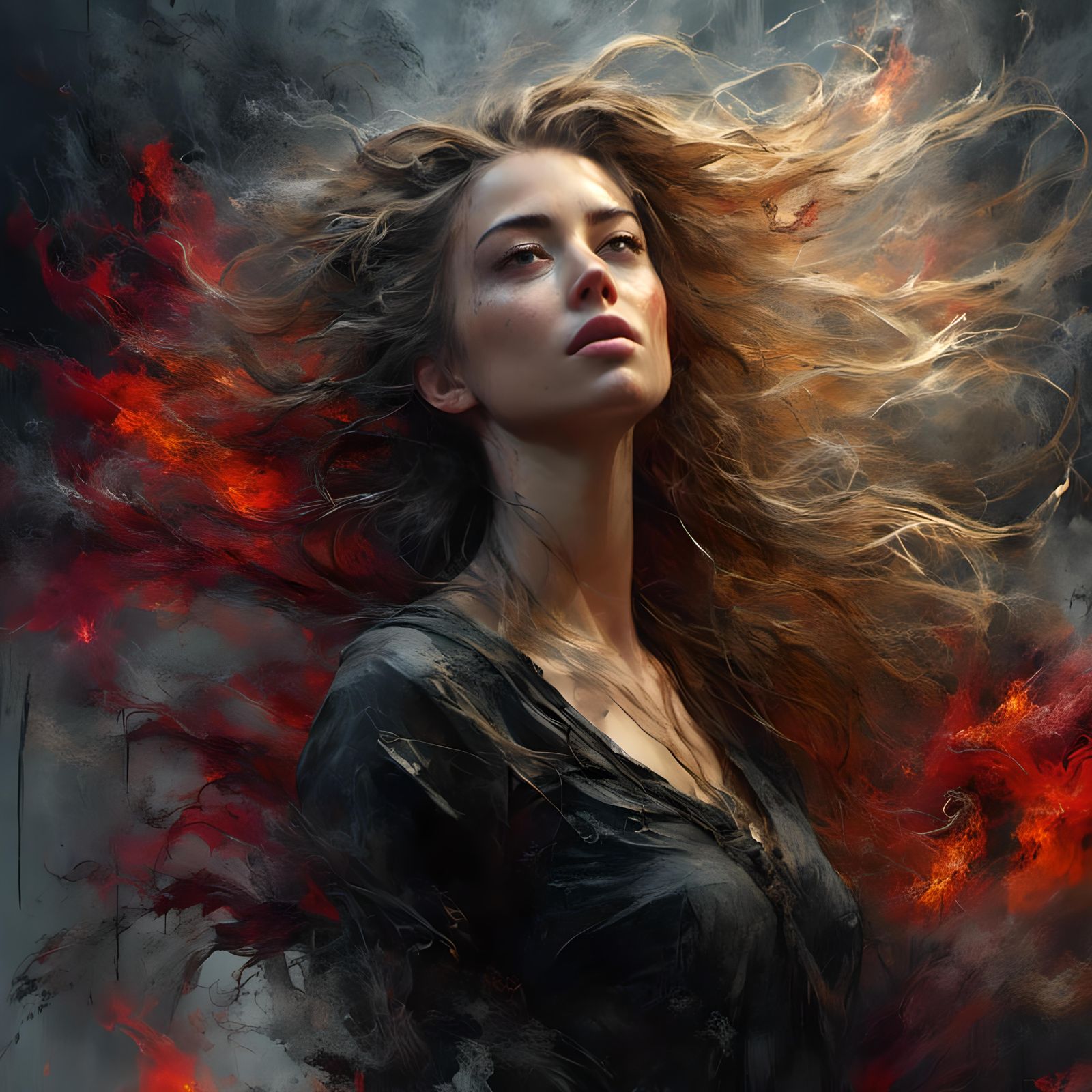 <lora:Colored Smoke:1.0> <lora:Murraypunk v2:1.0> Amber Hear...