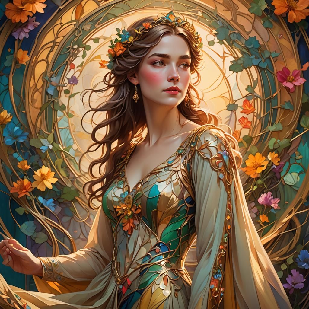 A stunning, high-quality portrait of a confident and graceful woman with soft, radiant lighting. Her expression is warm and serene, reflecti...