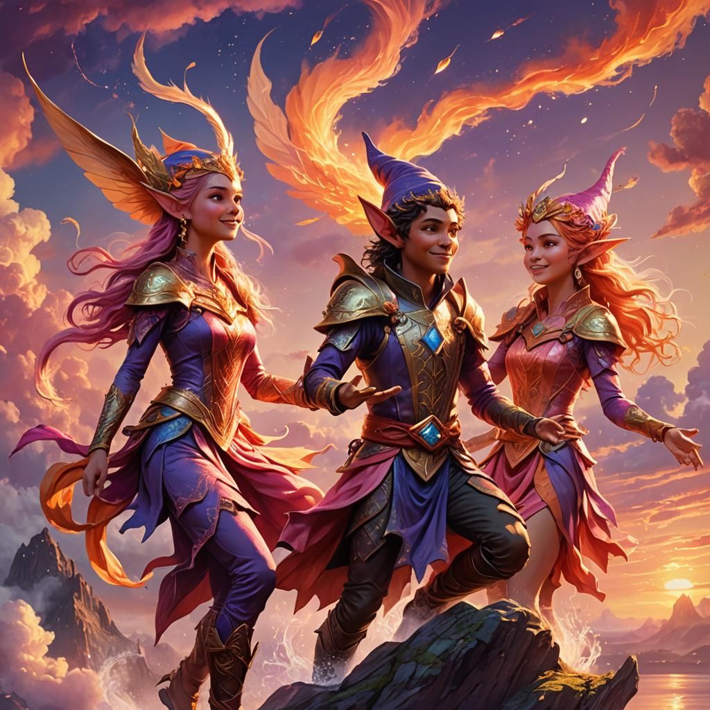 Four elements got together in the shape of the clouds- fire,...