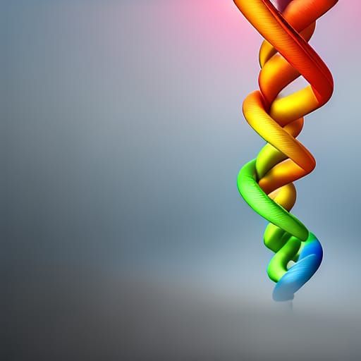 Flaming Rainbow 3D DNA Strand Intricate Details Vivid Real P...