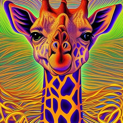 Giraffe Glowing in Energy