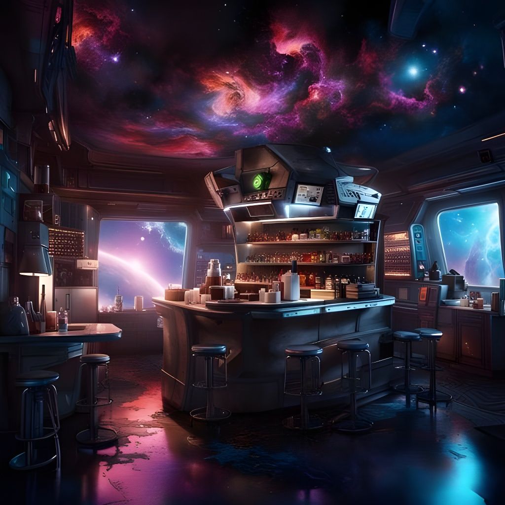 Mini Coffee shop on asteroid