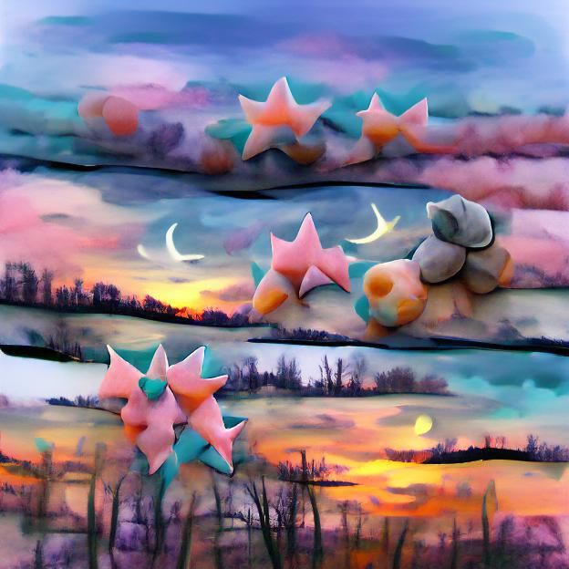 Pastel sky sunset moon stars