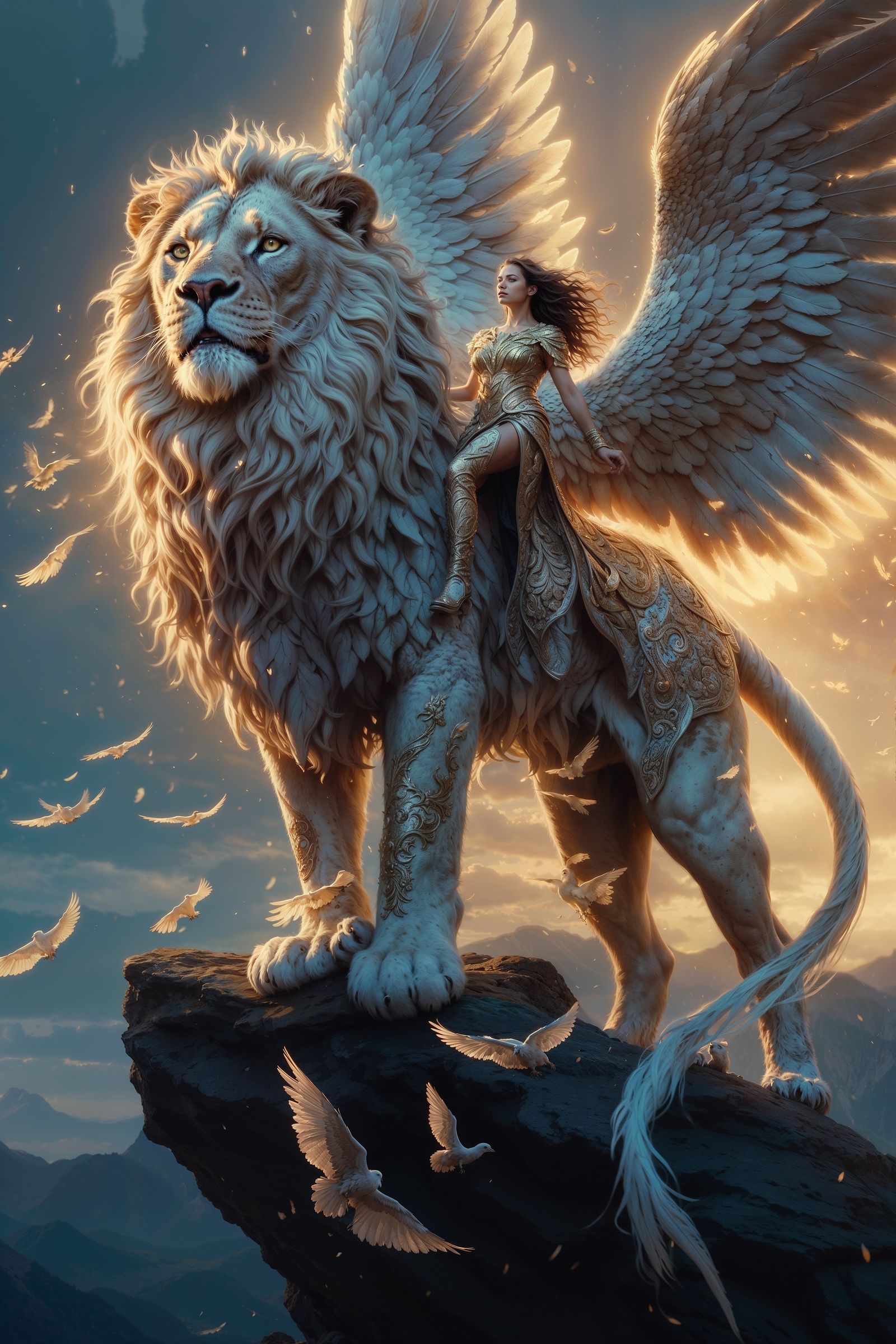 Mythical Lion Rider - AI Generated Artwork - NightCafe Creator