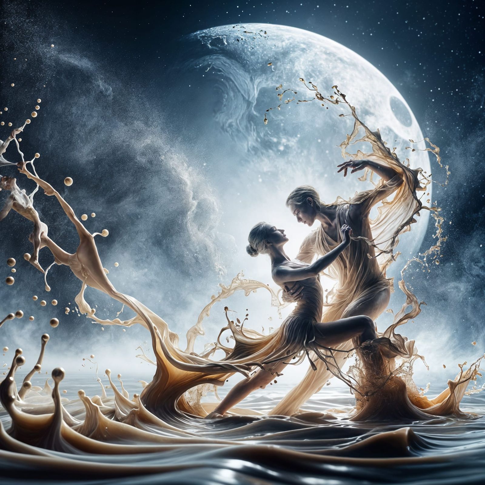 Moonlight Tango  by @A C Buxton Mixed Media Artist