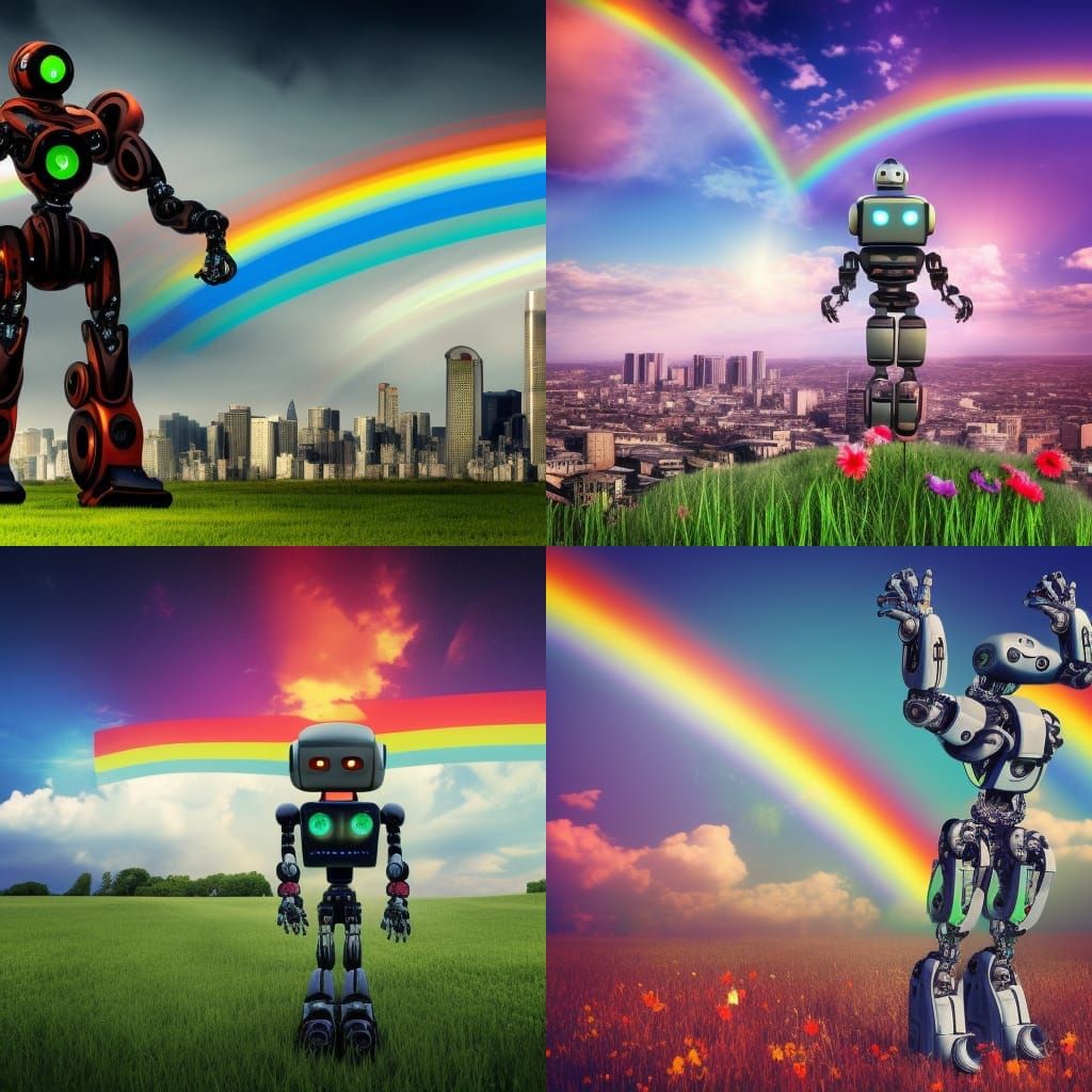 Robot with a rainbow