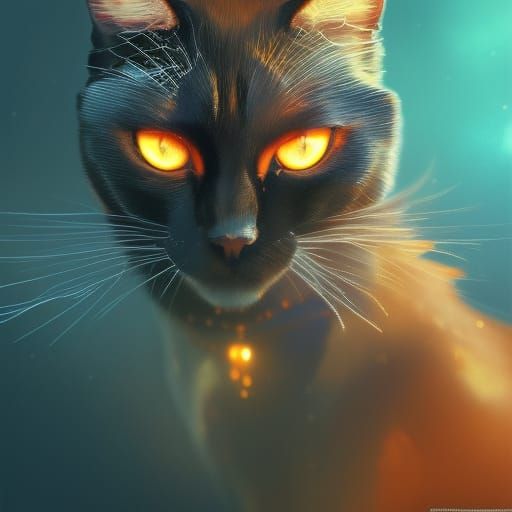 midnight cat, witch's cat, sleek, black, blue, golden eyes, ...