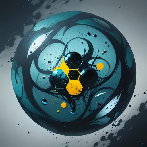 Abstract art painting flowing cells liquid small circles ary...