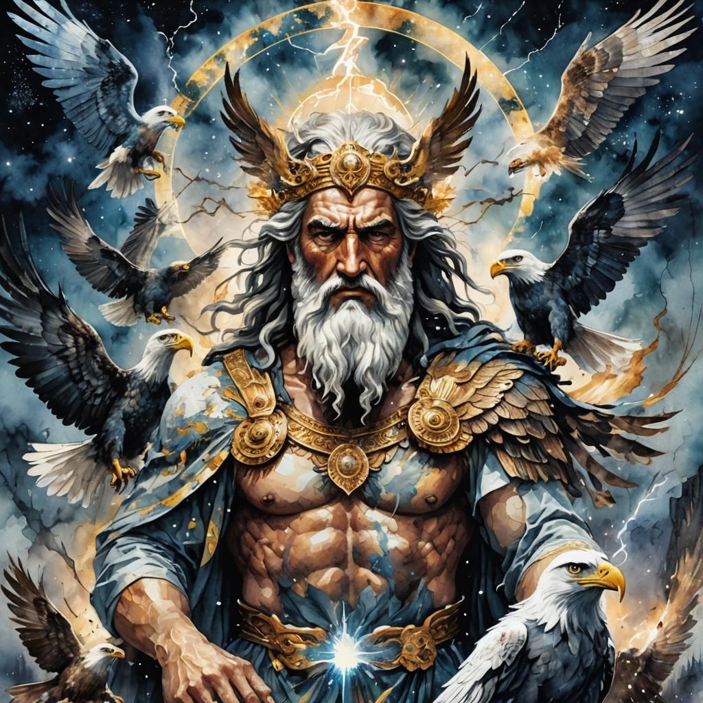 God of Fate - Zeus with his eagles - AI Generated Artwork - NightCafe ...