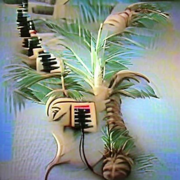 retro palm tree synth 1985